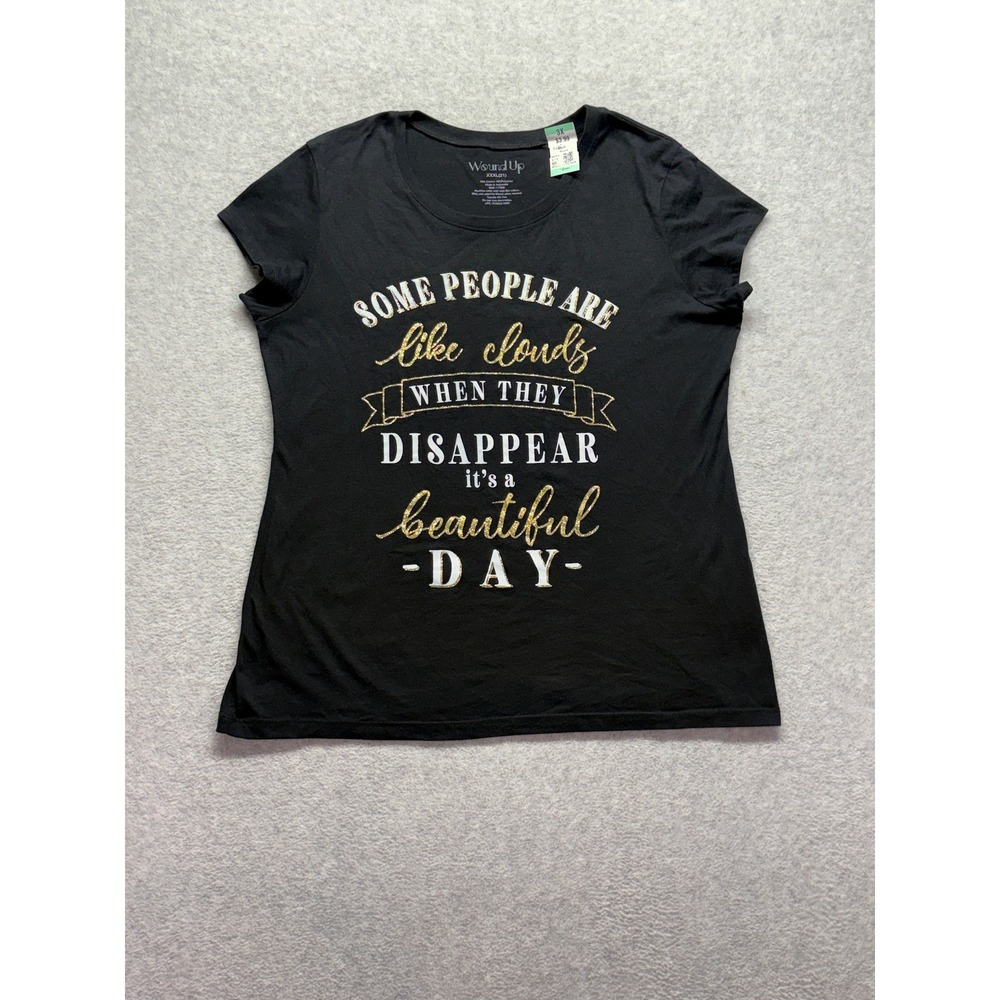 Wound Up Womens Black Graphic Tee Some People Are Like Clouds Size XXXL 21